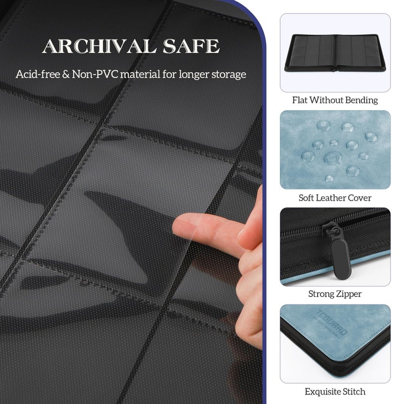 TCGUARD Trading Card Binder  9 Side Loading Pocket Card Album Hold Up to 540  Zipper Binder for Collection  TCG Holder for Sports  Yugioh  MTG etc. (Sky Blue 9) - Image 3